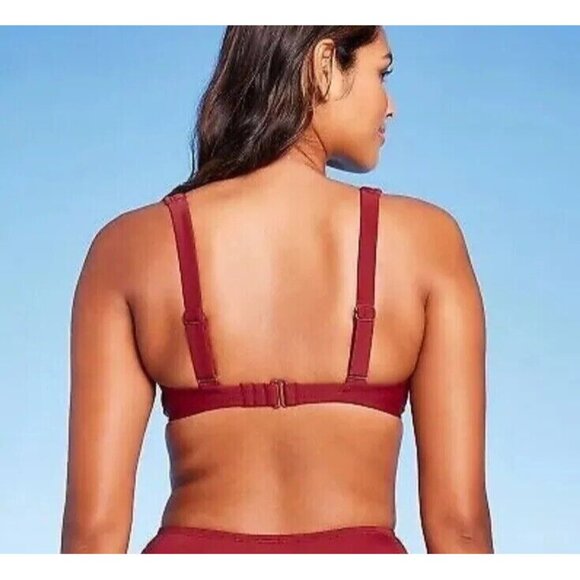Kona Sol Size Small 4-6 Maroon Red Seamed Design Underwired Bikini Swim Top - Picture 3 of 7